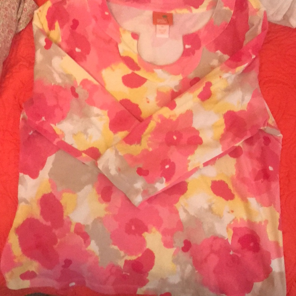 Pink multicolor print blouse